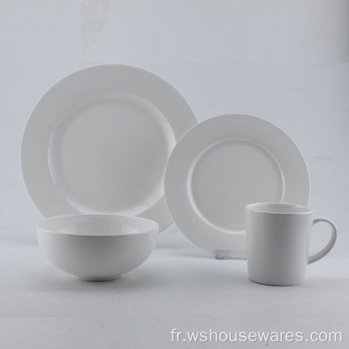 Ensembles de vaisselle en porcelaine blanche en porcelaine blanche de style occidental